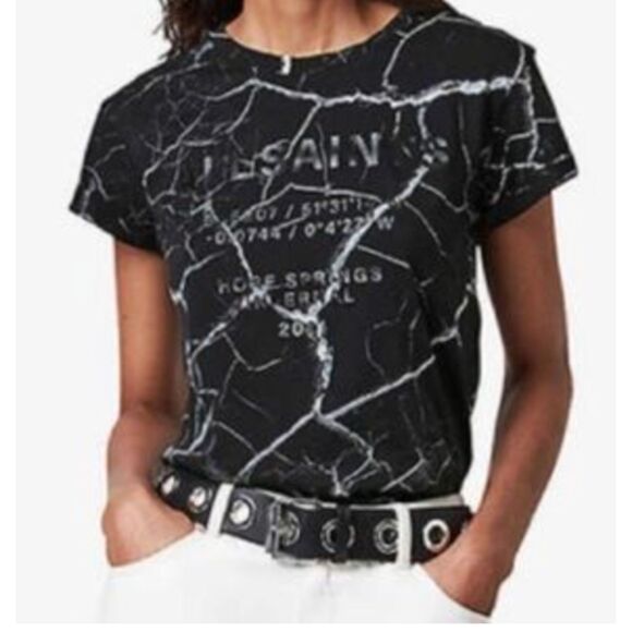 ♡ Allsaints ♡ Marble Cori Tee in Black and White - Picture 1 of 7